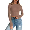 Blusas femininas Mulheres Manga Longa Crop Tops Básico Slim Barriga Cinturão Cintura Trainer para Mulheres Torso Sweat Bands