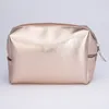 Sacs à cosmétiques, sac de maquillage, Champagne doré, fermeture éclair, pochette d'organisation de voyage, couleur métallique, cuir PU souple imperméable