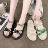 Сандалии 2024, летняя мода, большие размеры, корейская версия, одинаковые туфли в римском стиле, женская обувь на платформе, на высоком каблуке