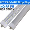 T8 T10 T12 LED-rörlampor, dubbel-end-driven, ta bort ballast, typ B-glödlampor, 8ft FA8, 144W 6500K Superljust LED-ersättning för fluorescerande rör, klar lock Barn Usastock