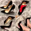 Sandales de marque de créateurs femmes chaussures à talons hauts rouge brillant bas classiques pompes 8 cm 10 cm 12 cm super talons nu noir cuir verni dames chaussures de mariage de luxe taille 35-43
