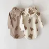 Rompers 201 Autumn Born Baby Bodysuits Cute Bear Print Boys Long Sleeve Jumpsuit With Ear Hat Girl Cotton Clothes 0-24m