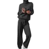 Dwuczęściowe spodnie dla kobiet 1 zestaw Sweter Turtleeck sznurka na dzianinowy strój Kobiet Solidny kolor Długie rękaw