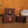 Boîtes de rangement bacs grande boîte en bois en métal vintage avec serrure valise bijoux pour cadeau artisanat organisateur décorations de bureau emballage263F