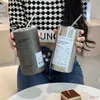 Thermoses Iced Coffee Cup Korean Style Thermal Bottle Stainless Steel Vacuum-insulated Tumbler with Straw Lid Travel Tea Mug Office Worker