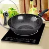 Pannen Pan Maifan Steen Wok Non-stick Geen Rook Inductie Fornuis Gasfornuis 32CM34CM Roerbak Ijzeren pot Koken Keuken Potten