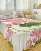 Bed Skirt Plant Pink Lotus Elastic Fitted Bedspread With Pillowcases Protector Mattress Cover Bedding Set Sheet