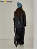Spodnie damskie Hanorange 2024 Autumn moda nowoczesna wysoka talia szerokia noga błyszczące kobiety luźne spodnie sylwetki czarne