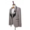 メンズスーツイングランドスタイルの格子縞の男性ファッション紳士花groomマンウェディングタキシード最新デザインショールラペル男性スーツスリム3ピース
