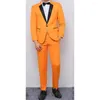 Costumes pour hommes de haute qualité Orange formel hommes costume un bouton affaires marié mariage bal fête tenue deux pièces veste pantalon