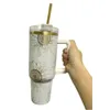 Golden Designer 40oz Mugs Tumbler With Straw Lid Golden Tumblers rostfritt stål kaffetermincup med logotyp