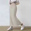 Kjolar vinter hög delad sida bekväm kvinnlig stickad maxi kjol höft wrap sexiga damer bodycon casual pull på streetwear kostym