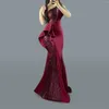 Casual Dresses Women's One Shoulder Evening Gowns Triangular Mesh Sequined Ball Dress