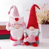 Décoration de fête coeur de noël père noël joyeux poupée Gnome nordique ornements en peluche pour la maison cadeaux de saint valentin