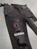 Brand high quality Designer ksubi Jeans for Mens Man Pants Rip Denim Biker Grey Paint Distress Stretch Motorcycle Bone Halloween purple jeans for men