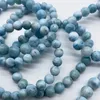 Свободные драгоценные камни, оптовая продажа, натуральные 8 мм Ларимар, гладкие круглые бусины для изготовления ювелирных изделий, браслеты «сделай сам», ожерелье Mikubeads