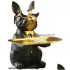 Dekorativa föremål Figurer Harts Bldog Desk Storage Tray Statue Coin Piggy Bank Animal Scpture Table Decoration Mtifunction Office DHNQJ