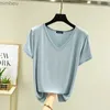 T-shirt Femme Été Femmes Modal Col V T-shirt Mince Fond T-shirts Grande Taille Lâche Tee Tops Streetwear Basic Top L240201