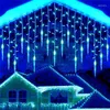 Cordas 96 LED Cortina Icicle String Luzes Natal Garland Faiy Light Droop 0.4-0.6m Xmas Garden Outdoor Iluminação Decorativa Navidad