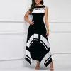 Casual Dresses 2024 Summer Dress For Women Simple Black And White Plaid Super Hem Sleeveless Maxi Elegant Waist Evening Vestido Robe