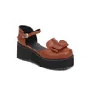 Wedge -stijl sandalen boog lolita vamp hollow ademende ultrahoog waterdicht platform teen schattige retro student schoenen 573