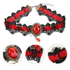 Chokers gotiska viktorianska svart spetshalsband kvinnor flicka boho kristalltassel sexig spets choker steampunk mörk loli stil halloween smycken yq240201