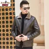 Winter Leather Jacket for Men in Designer Middle Aged and Elderly with Collar Plush Mens Oversized GDRD