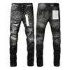 designer jeans purple jeans for men pants Fashion trends Distressed Black Ripped Biker Slim Fit Motorcycle Mans Black Pants