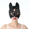 Party Supplies Uyee Leather Cat Eyes Masker Punk Sexig Cosplay Bunny Mask for Woman Gothic Harness Par Player Special Costume