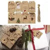 Decorações de Natal 100pcs Feliz Tags Kraft Papel Cartão Etiqueta de Presente Pendurar Embrulho Decoração DIY Favores Suprimentos