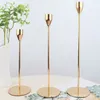 3 Pcs Set European Metal Candle Holder Simple Golden Wedding Decoration Bar Party Living Room Home 240125