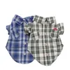 犬のアパレル猫格子縞のシャツペット子犬ブラウス斜めのポケット春/夏の服