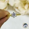 Cluster Rings JoyceJelly 0.5ct 1ct Moissanite Ring For Women Yellow Gold Color Sterling Silver 925 Jewelry Wedding Engagement Anniversary