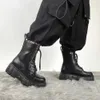 Boots 2023 New Punk Women Platform Boots الكاحل أحذية الإناث الصخور جولة إصبع القدم الدانتيل حتى الأزياء الرجعية أحذية مكتنزة ديكور المعادن أحذية قصيرة
