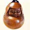 Dekorativa figurer Y8648 - 2 "Hand snidad boxwood Netsuke Figurskurkning: Damo Man Monk