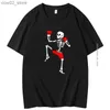 メンズTシャツMuay Thai Thai Skull Skull半袖Tシャツ快適な面白いプリントTシャツルーズカミゼタホンブル衣服男性服トップQ240201