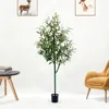 Artificial Olive Branches Fake Plants Potted Office Living Room Floorstanding Bonsai Home Decoration 240127