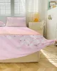 Gonna letto Fiore primaverile Fiore di pesco Fiori di ciliegio rosa Copriletto con federe Coprimaterasso Set biancheria da letto