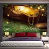 Tapestries Customizable Magic Elf Foggy Forest Mushroom Scene Wall Hanging Home Decoration Tapestry