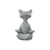 Decoratieve beeldjes grillige zwarte Boeddha kat beeldje meditatie yoga collectible gelukkig decor figuur speelgoed diermodel thuis