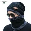 Siyah Şapka Eşarp İki Parçalı Kap Boyun Sıcak Kış Şapkası Örgü Kapaklar Erkekler Men's Örgü Kapağı Polar Örgü Şapkaları Kafa Kafa Beanies 253x