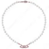 Collane Saturno Collana tennis con perline e diamanti Donna Catene in argento Stile vintage alla moda Desigenr Jewelry195B