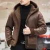 Sheep Cut Plush Fur Jacket for Mens Winter Hooded Granular Integrated Clothing Designer Year Two Sided Wear 3L47