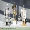 Decorative Figurines 42CM Nutcracker Soldier King Puppet Glittering Powder Color Wooden Doll Handmade Craft Home Decoration Ornament