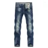 Herren-Jeans, dunkelblau, für Herren, Stretch, schmal, gerade, normale Passform, Frühling, Freizeithose, Denim-Hose, Kleidung, Herren, Modemarke