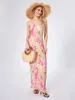 Casual Dresses Strapless Floral Bodycon Dress For Women Sexy Sleeveless Tie-Dye Long Backless Slim Fit Beach Party