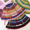 Autumn Crochet Hat Korean Handmade Bucket Hat Womens Weaving Knitted Hat Y2k Fashion Flowers Autumn Winter Ins Beanies 240125