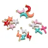 Charms 20pcs Stainless Steel Vacuum Plated Moon Star Enamel For Bracelet Necklace Findings DIY Jewelry Earrings Making Supplies