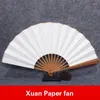 Dekorativa figurer Artist Diy Rice Paper Folding Fans Borst Pen Calligraphy Ink Målning Xuan Blank Bamboo Hand Fan