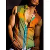 Men's Tank Tops Sleeveless Vest Shirt 3d Digital Printing Short Sleeve Rainbow Striped Hawaiian 2024